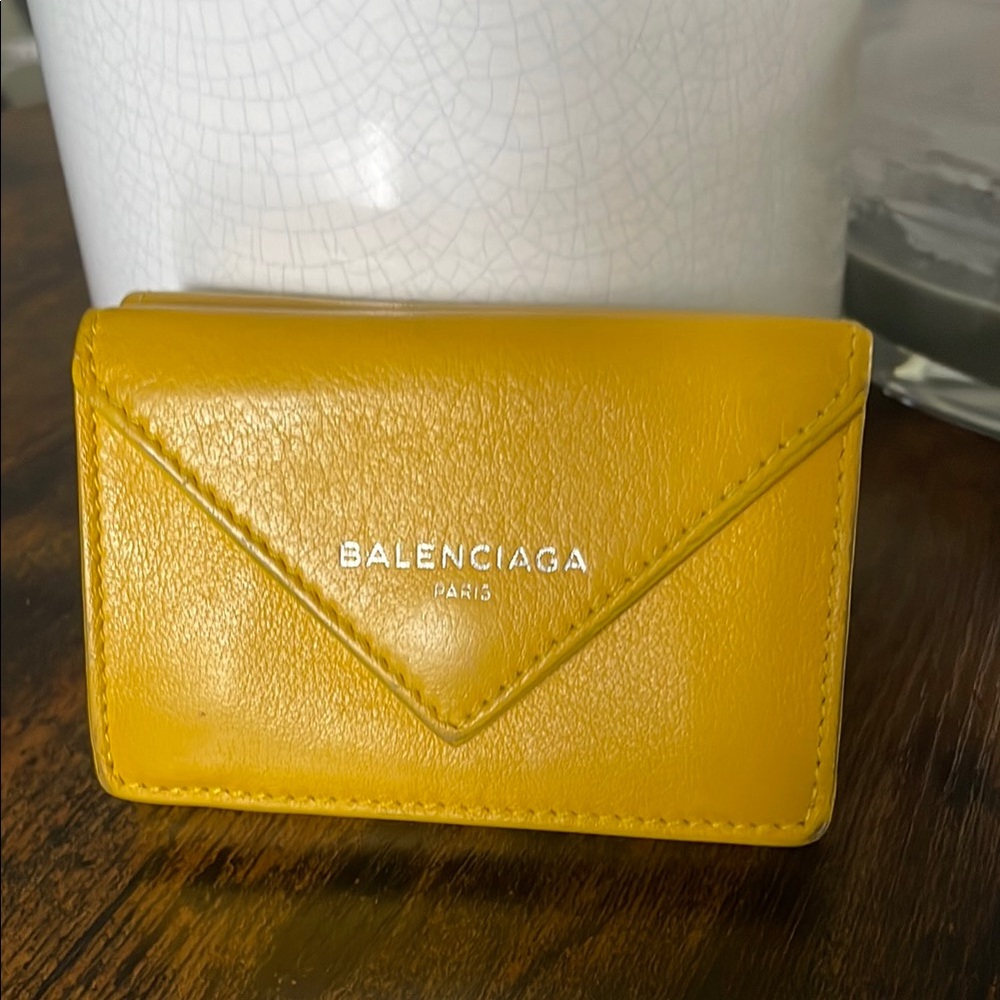 Balenciaga Yellow Papier Mini Wallet